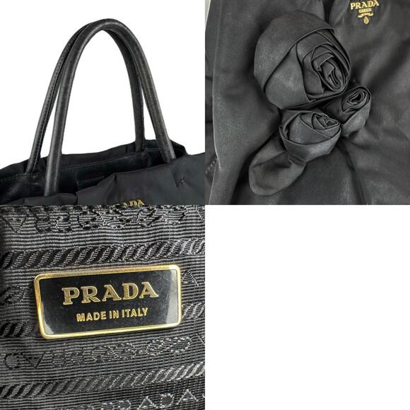 Prada PRADA Handbag Nylon/Leather Black Gold Women's z8012 - Picture 5 of 5